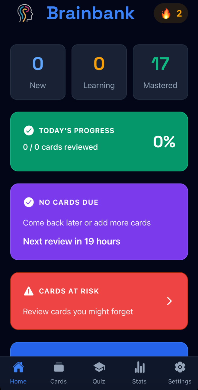 Brainbank App Screenshot